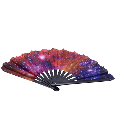 13 Inch Galaxy Nebula Print Folding Fan Large Bamboo Clack Fan for Space Theme Rave Party & Astrology Gift