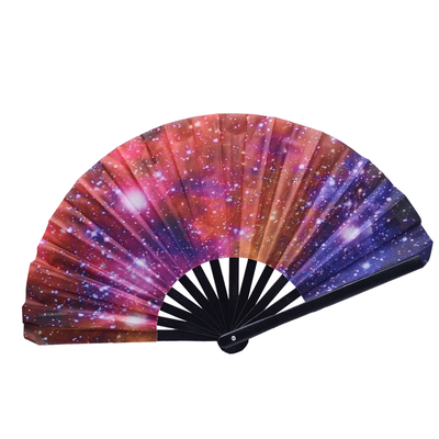 13 Inch Galaxy Nebula Print Folding Fan Large Bamboo Clack Fan for Space Theme Rave Party & Astrology Gift