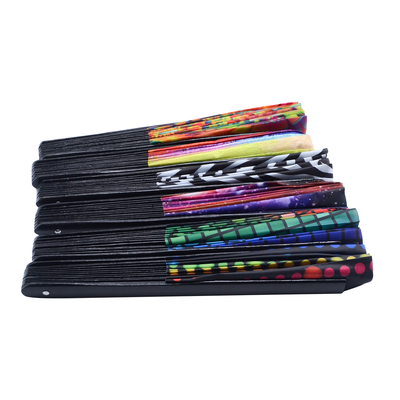 Custom Logo Printed 33cm Bamboo Folding Fan Large Size Colorful Rave Clack Fan for Event Promotional Gifts Wholesale