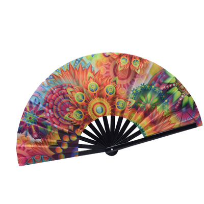 Professional 33cm Chinese Tai Chi Kung Fu Fan Large Martial Arts Folding Fan with Colorful Fabric for Stage Performance