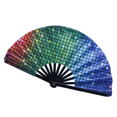 Custom 13 Inch Large Rave Folding Hand Fan Bamboo Clack Fan for Music Festival EDM Party Dance Performance