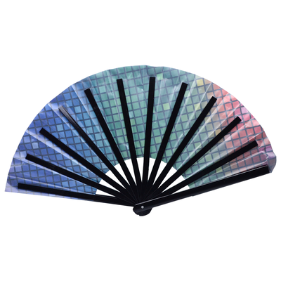 Custom 13 Inch Large Rave Folding Hand Fan Bamboo Clack Fan for Music Festival EDM Party Dance Performance