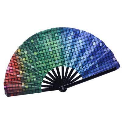Custom 13 Inch Large Rave Folding Hand Fan Bamboo Clack Fan for Music Festival EDM Party Dance Performance