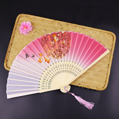 Hot Selling Wholesale Carved Silk Dance Bamboo Folding Wedding Fans for Gifts