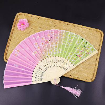Hot Selling Wholesale Carved Silk Dance Bamboo Folding Wedding Fans for Gifts