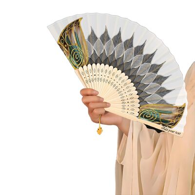 Elegant Portable Bamboo Handheld Fans Painted Bridesmaids Wedding Ceremonies for Business Gift