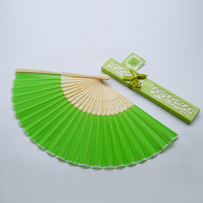 Handcrafted Bamboo Silk Fans in Assorted Colours As Promotional Gifts