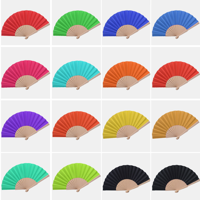 23cm Custom  Printing Decoration Folding Wood Hand Held Fan Fro Decoration