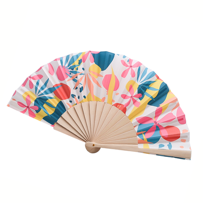 23cm Custom  Printing Decoration Folding Wood Hand Held Fan Fro Decoration