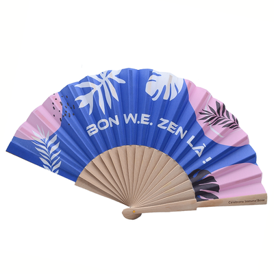 23cm Custom  Printing Decoration Folding Wood Hand Held Fan Fro Decoration