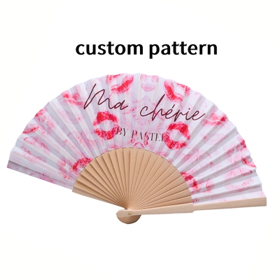 23cm Custom  Printing Decoration Folding Wood Hand Held Fan Fro Decoration