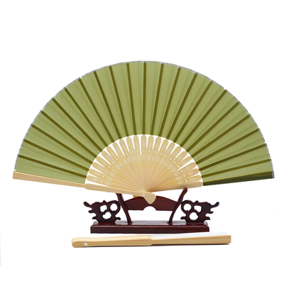Pure Green Bamboo Fan Ribs and Silk Fan Surfaces Can Be Customised with Personalised Designs for Commemorative Gifts