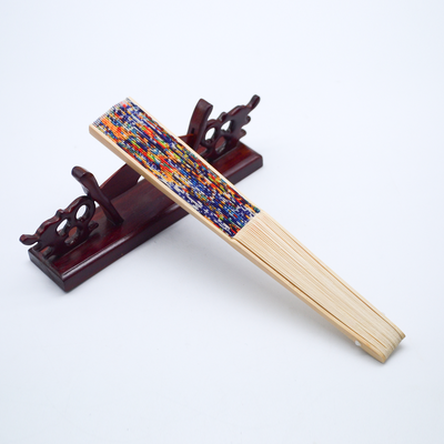 Handcrafted Eco-Friendly Vintage-style Folding Bamboo Fan with Customizable Design for Weddings or Photography Props