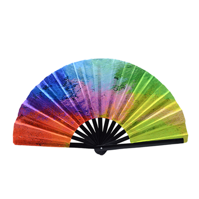 Custom Handcrafted and Handpainting One-Hand Swing Bamboo Kung Fu Fan with Custom Design for Parties