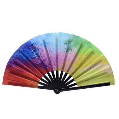 Custom Handcrafted and Handpainting One-Hand Swing Bamboo Kung Fu Fan with Custom Design for Parties