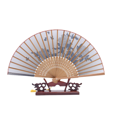 Traditional Chinese Bamboo Folding Fans Adorned with Floral Motifs Serve As Decorative Pieces for Indoor Display or As Gifts