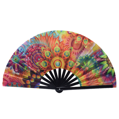 Custom Handcrafted and Handpainting One-Hand Swing Bamboo Kung Fu Fan with Custom Design for Parties