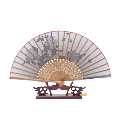 Traditional Chinese Bamboo Folding Fans Adorned with Floral Motifs Serve As Decorative Pieces for Indoor Display or As Gifts