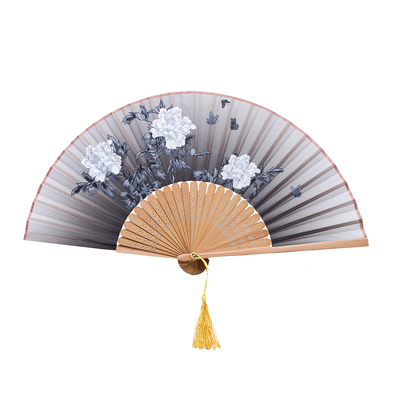 Traditional Chinese Bamboo Folding Fans Adorned with Floral Motifs Serve As Decorative Pieces for Indoor Display or As Gifts