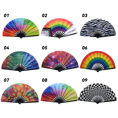Custom Handcrafted and Handpainting One-Hand Swing Bamboo Kung Fu Fan with Custom Design for Parties