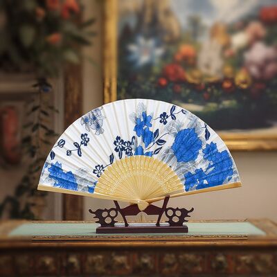 Handpainting Traditional Eco-Friendly Personalized Bamboo Paper Folding Fan with Customizable Pattern for Wedding