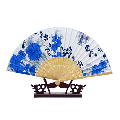 Handpainting Traditional Eco-Friendly Personalized Bamboo Paper Folding Fan with Customizable Pattern for Wedding