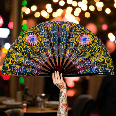 33cm Pride Foldable Rave Full-Color Printed  Bamboo  Hand Fan with Custom Logo  for Christmas Occasions