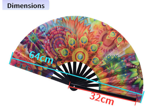 33cm Pride Foldable Rave Full-Color Printed  Bamboo  Hand Fan with Custom Logo  for Christmas Occasions