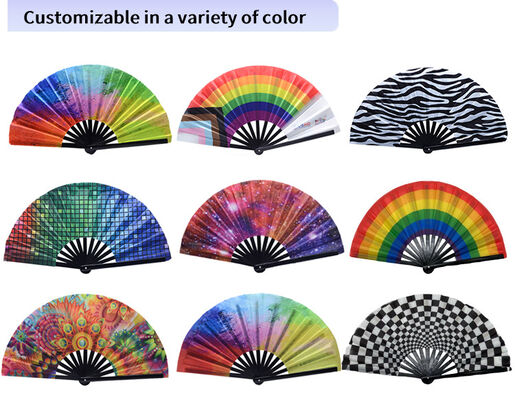 33cm Pride Foldable Rave Full-Color Printed  Bamboo  Hand Fan with Custom Logo  for Christmas Occasions