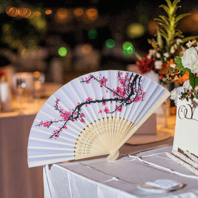 Personal Silk Folding Hand Fans  with Custom Bone for Festivals and Weddings Decoration