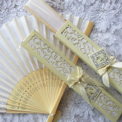 Personal Silk Folding Hand Fans  with Custom Bone for Festivals and Weddings Decoration