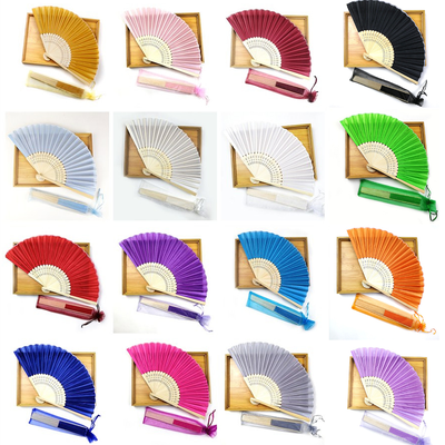 Personal Silk Folding Hand Fans  with Custom Bone for Festivals and Weddings Decoration