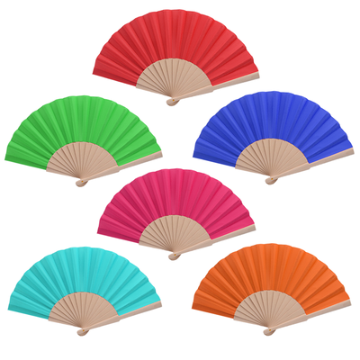 Personalized Handmade Wood and Fabric Hand Folding Fans for Different Colors