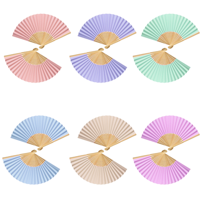 Customizable Color  Bamboo Foldable Handheld Fans for Wedding Party &Business Gift