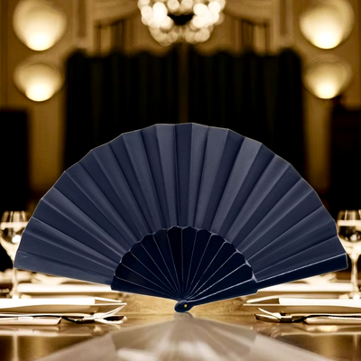 High Quality Oxford+plastic Single-sided Black Spanish Plastic Hand Fan  for Business Gift