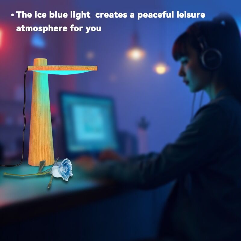 Multiply Color Desktop Intelligent Lighting Desk Lamp with Oak/bamboo Wood Material Lamp Base for Interior