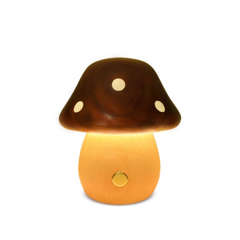 This Vintage Style Mushroom Lamp Combines Wood Craftsmanship with Soft Ambient Lighting