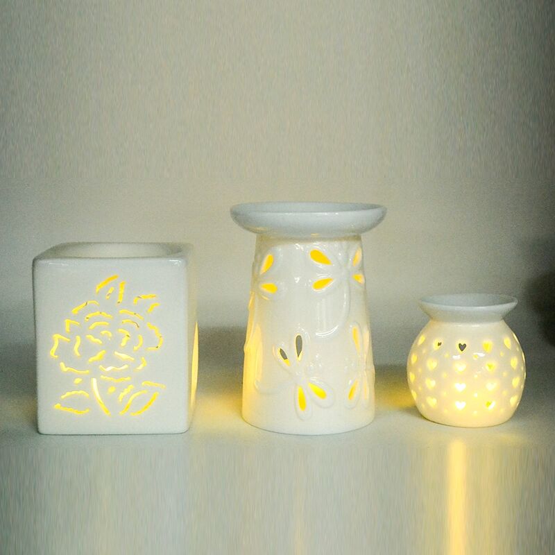 Candle-shaped Tabletop Ceramic Incense burner with Light-up Function for Weddings and Indoor Aromatherapy