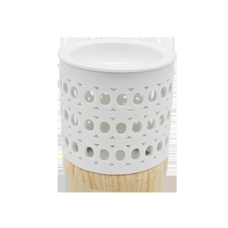 White Circular Pattern Ceramic Oil Burner Small Elegant Wax Melt Burners for Scented Wax  Candle Warmer Oil Burner