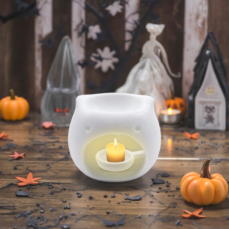 Glazed Small Devil Ceramic Essential Oil Armotherapy Candle Holder for Halloween Gift