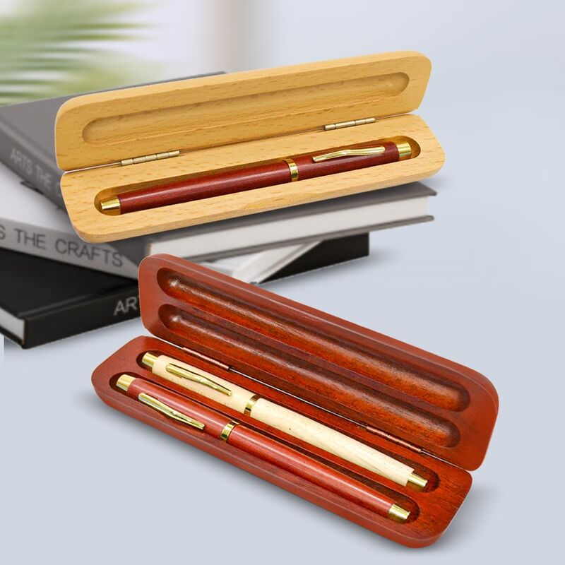Premium Walnut Double Pen case with Customisable Logo, Suitable for Corporate Gifts