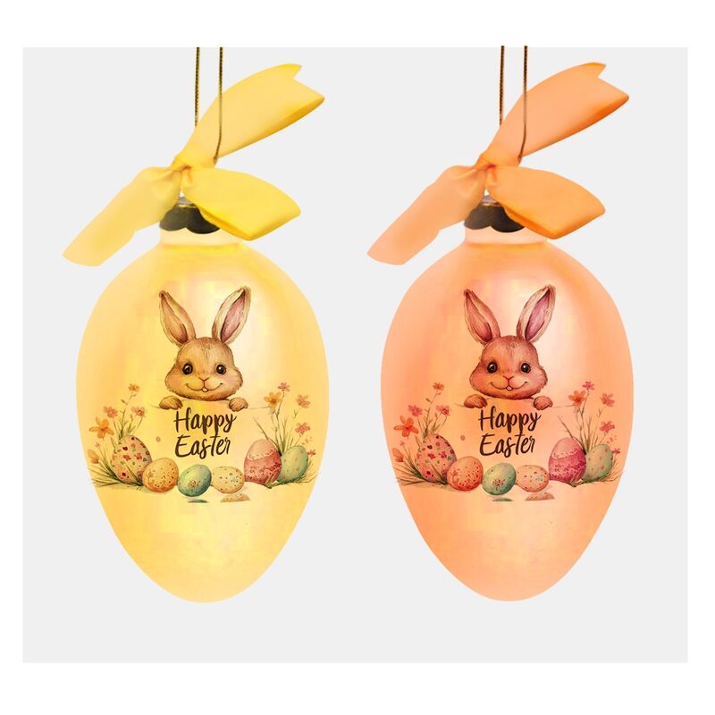 Hand-painted Egg-shaped Glass Decoupage Ornaments Suitable for Easter Decorations and Gifts