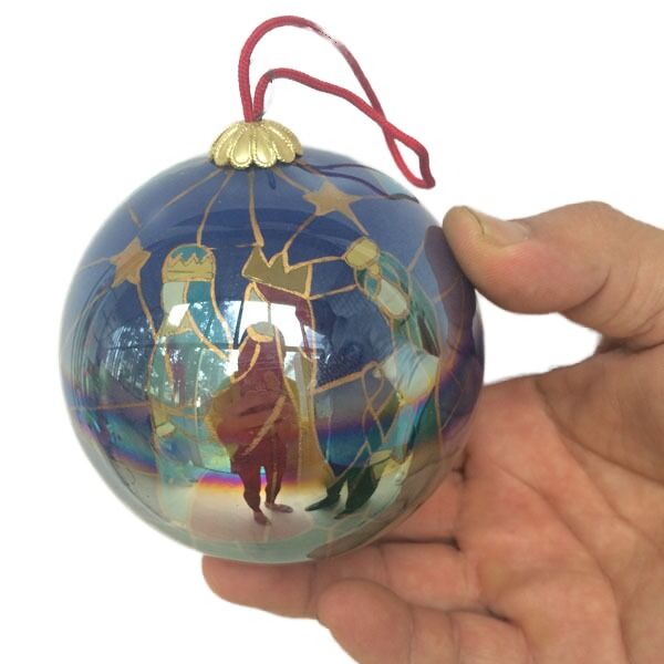 Custom Gold Foil Logo Christmas Glass Ball Ornaments Internally Hand-Painted, Luxury Corporate Gift Holiday Decor Bulk Wholesale