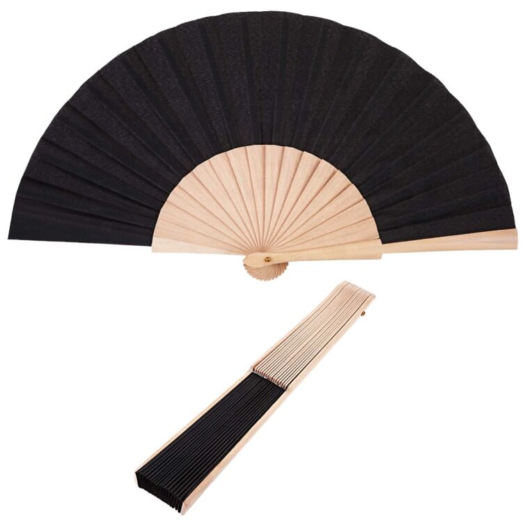 Chinese Personalized Black Large Wedding Bamboo Fans with Carved Bride and Groom for Wedding Gift & Souvenir