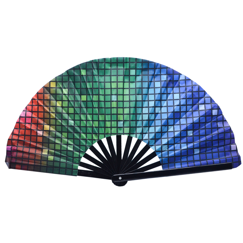 Custom 13 Inch Large Rave Folding Hand Fan Bamboo Clack Fan for Music Festival EDM Party Dance Performance