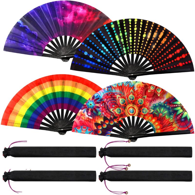 Personalized Large 33cm Bamboo Kungfu Fan Portable Bamboo Folding Fan Customized  Summer Gifts  for Halloween DIY Painting