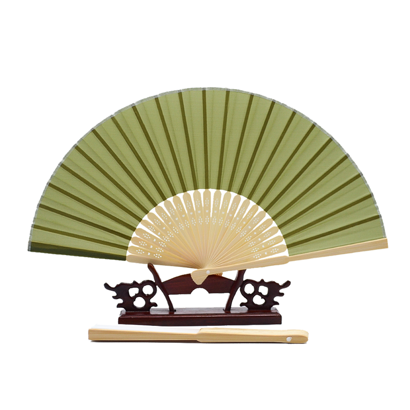 Pure Green Bamboo Fan Ribs and Silk Fan Surfaces Can Be Customised with Personalised Designs for Commemorative Gifts
