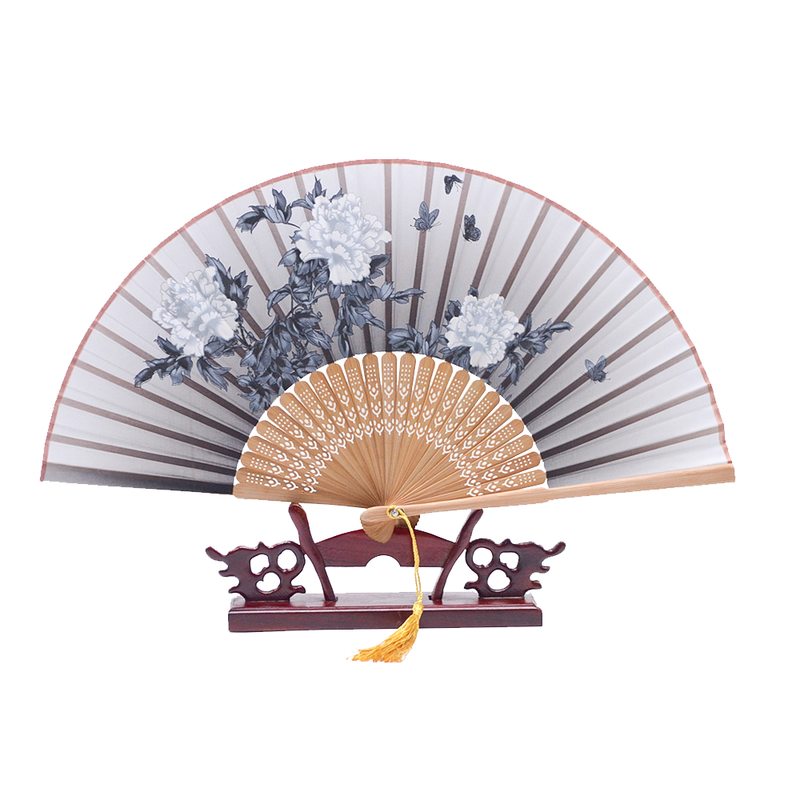 Traditional Chinese Bamboo Folding Fans Adorned with Floral Motifs Serve As Decorative Pieces for Indoor Display or As Gifts