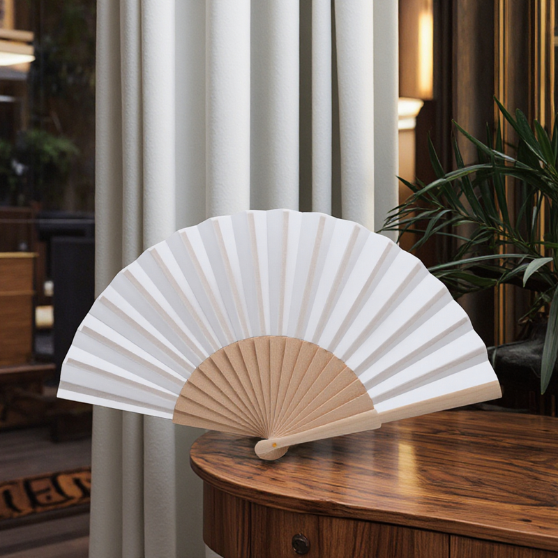 Personalized Painted Engraved Wood Folding Hand Fan for Birthday & Party