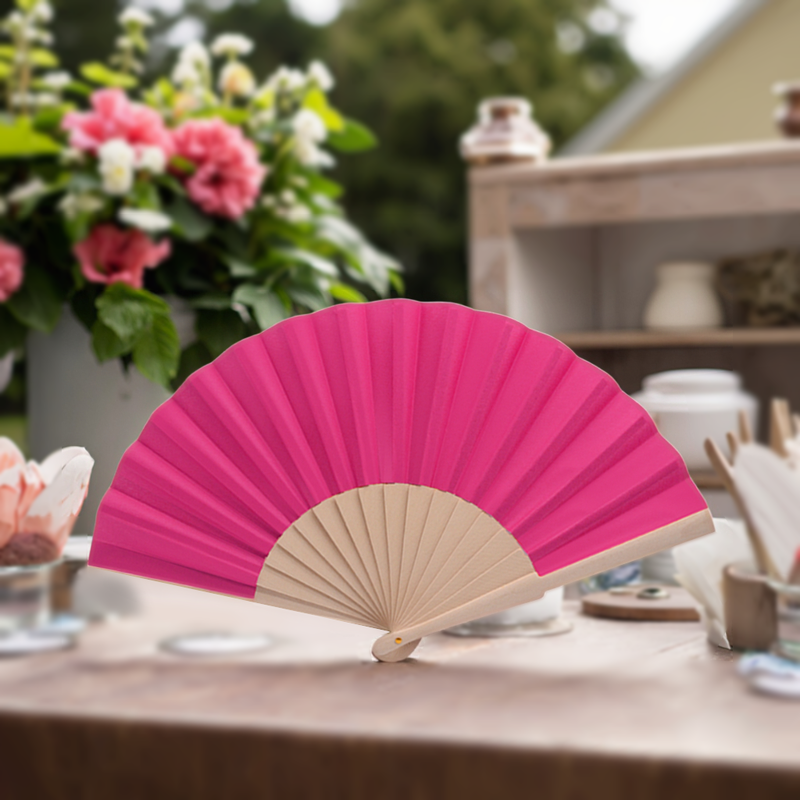 Customize Color Wood Hand Fan  Accepts Silkscreen/Engraving  for Promotional Business Gift